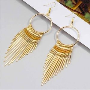 Gold Metal Tassel Earrings